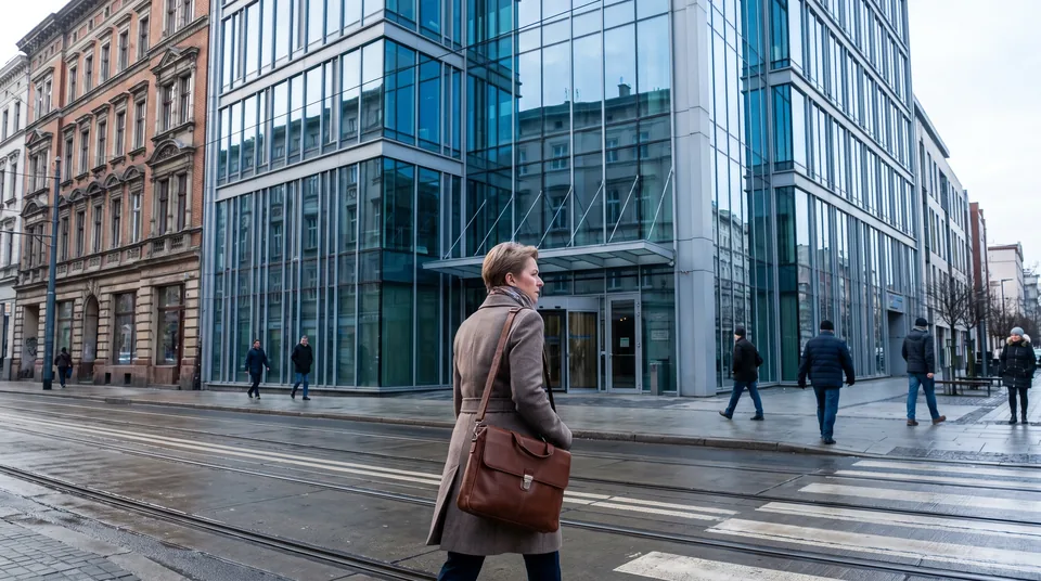 Biurowiec z biurami rachunkowymi przy ulicy w centrum polskiego miasta